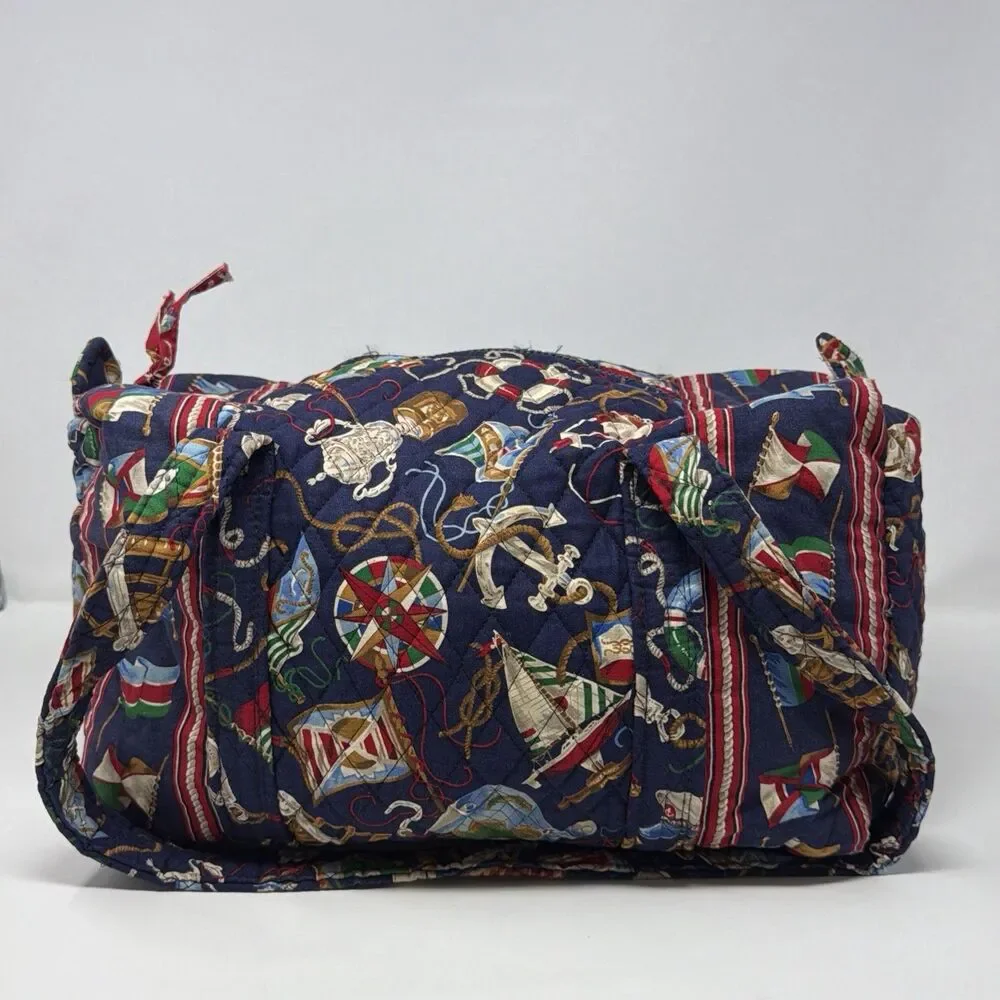 Vera Bradley Regatta 1994 Vintage Navy Duffel Travel Bag Retired - Picture 12 of 16
